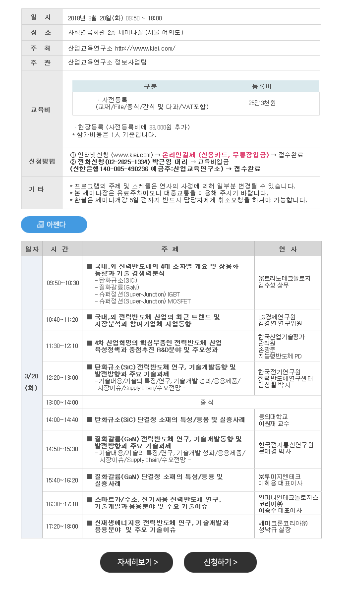 4차 산업혁명의 핵심부품! 전력(Power) 반도체 연구, 기술개발동향과 적용사례 및 상용화 세미나