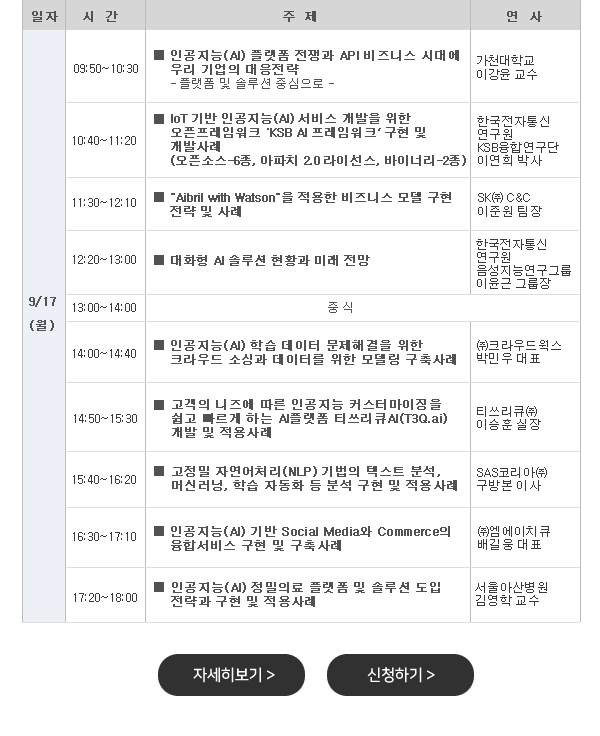 우리 회사 제품/서비스의 AI 플랫폼 및 솔루션 적용방안과 사례 세미나