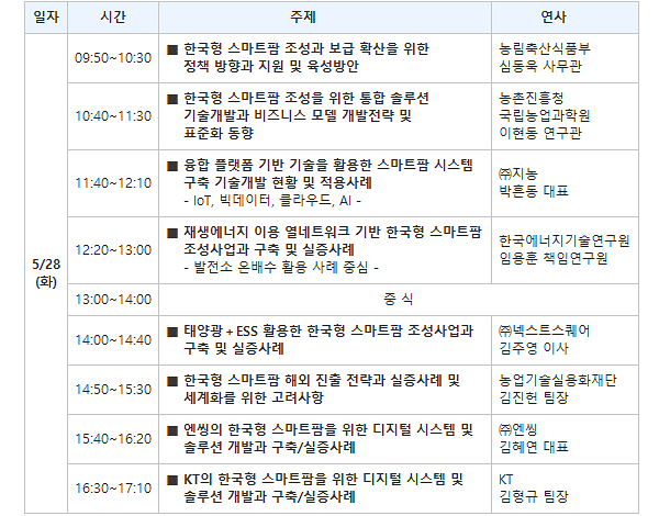 한국형 스마트팜 조성 최신 분석과 솔루션 및 활용방안/실증사례 세미나