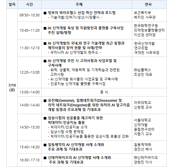 바이오헬스 육성을 위한- AI 신약개발 최신 분석과 실증사례 세미나